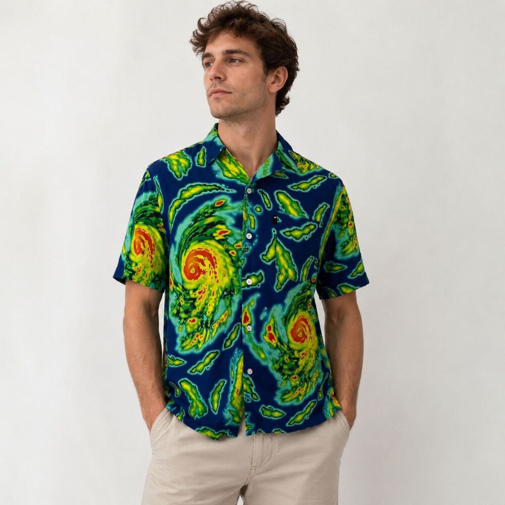 The Hundreds Nature Woven Shirt Hurricane NEW NWT Rayon Button Front Small